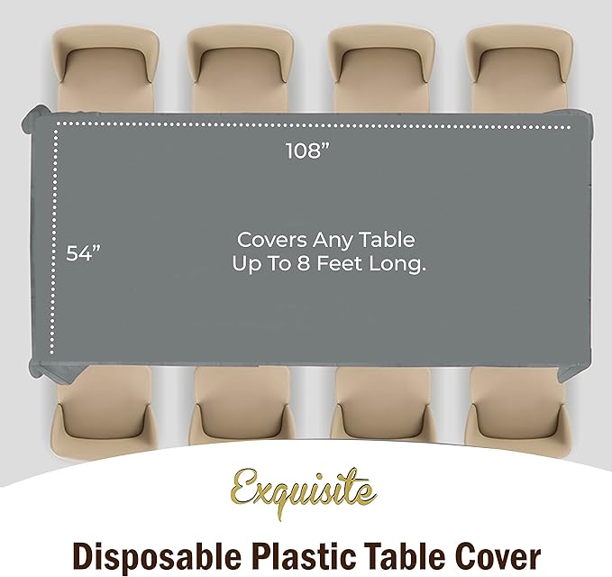 Exquisite 12-Pack Premium Plastic Tablecloth 54 Inch. x 108 Inch. Rectangle - Image 4