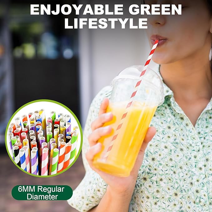 10.25 Inch Long Disposable Paper Straws Biodegradable Individually Wrapped - Image 5