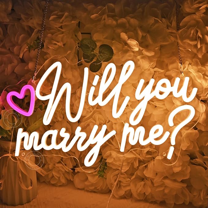 SYLHOME Will You Marry Me ? Led Neon Light Sign Heart Wedding Proposal Bedroom - Image 5
