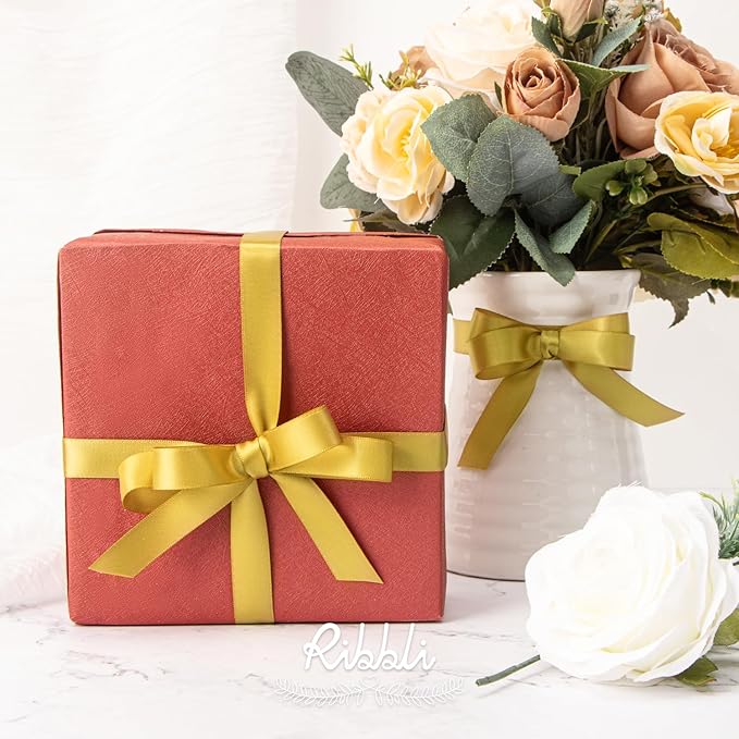 Ribbli Gold Satin Ribbon 5/8 inch x Continuous 25 Yards, Double Faced Satin Use - Image 3