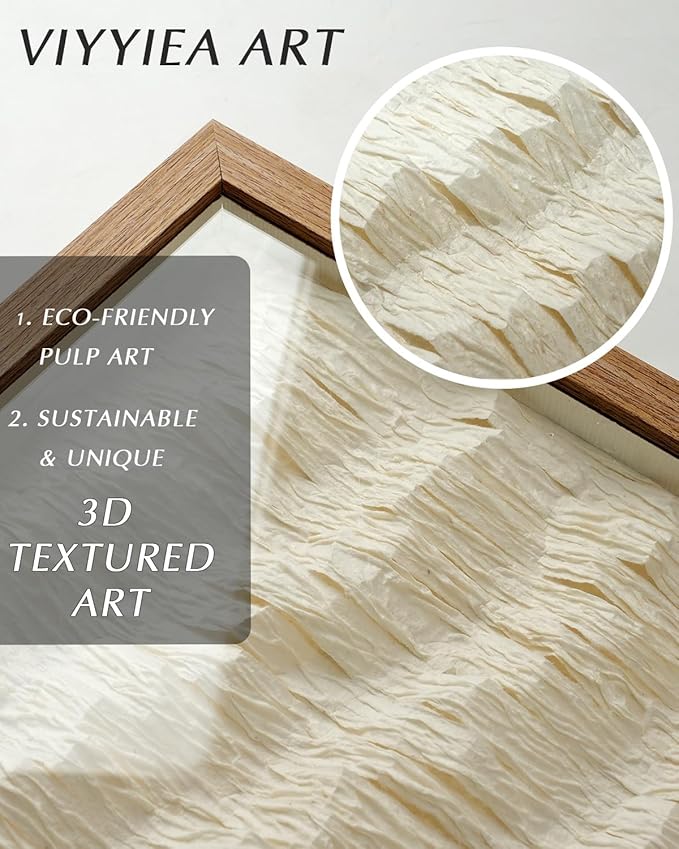 VIYYIEA Framed 3D Textured Wall Art, Handmade Paper Artwork, Modern Minimalist - Image 2