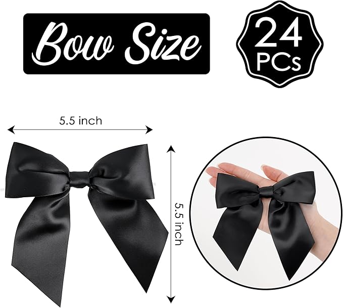 AIMUDI Black Satin Bows 5.5" Bows - Image 2