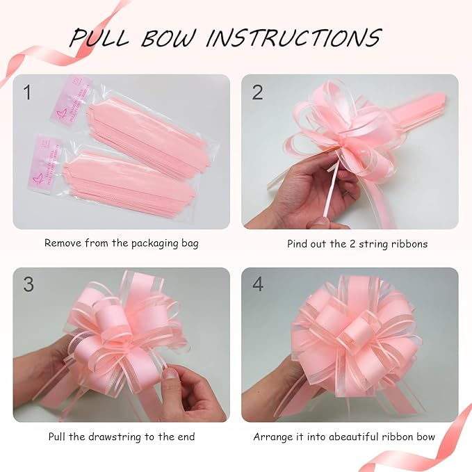 ZhXu Shuo 6 Pieces Large Pull Bows, 6 inches, Organza Fabric, Wedding & - Image 2
