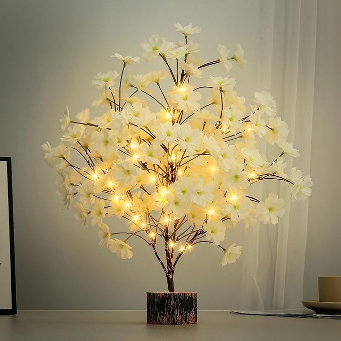 19Inch Cherry Blossom Tree Light, Lighted Artificial Tree by CENMORISE