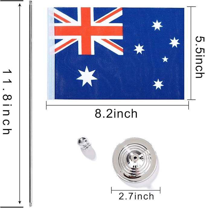 ZXvZYT 2 Pack Australia flag Australian Table Flag Small Mini Australian Desk - Image 2