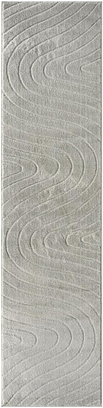 LUXE WEAVERS Modern Geometric Wave Gray 2x8 Area Rug - Image 3