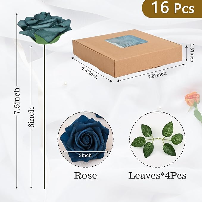 BLEUM CADE 16Pcs Artificial Flowers Fake Roses - Image 3