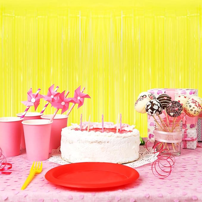 5 Pack Yellow Foil Curtain Backdrop 3.2ft x 8.2ft Tinsel Foil Fringe Curtains - Image 7