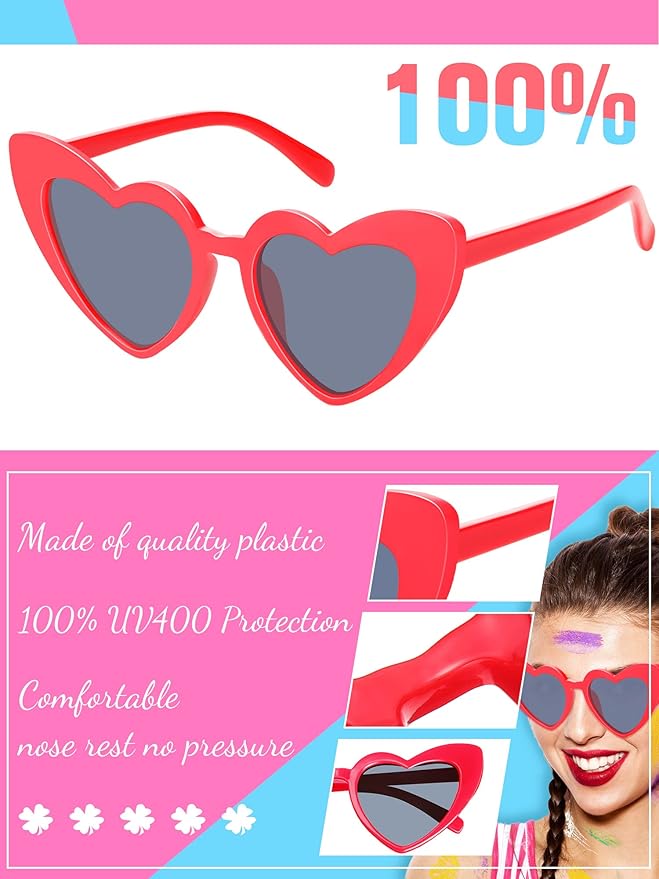 Flutesan 12 Pack Bachelorette Sunglasses Bride Bridesmaid Heart Shaped - Image 3