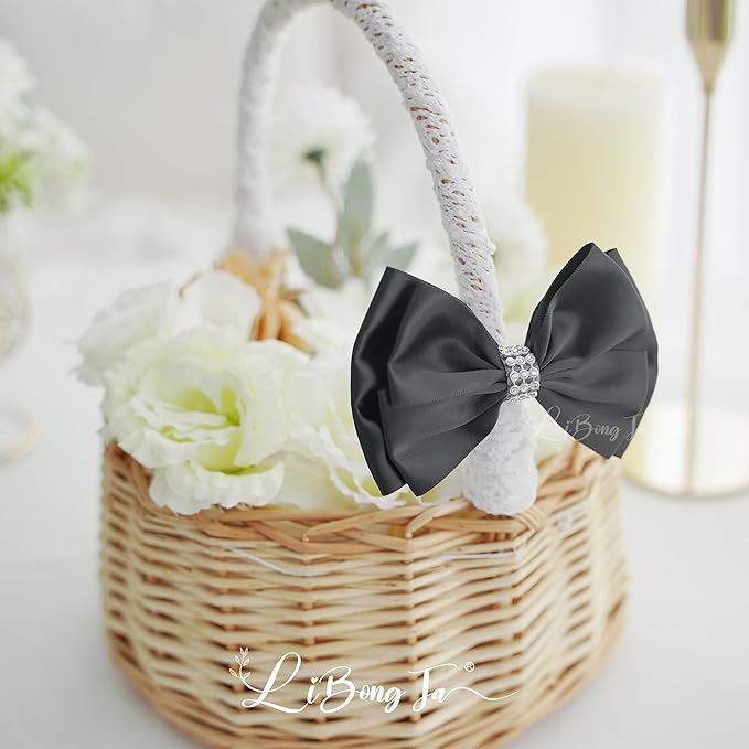 Black Satin Bows 4'' Premade Black Ribbon Bows, Gift Bows - Image 7
