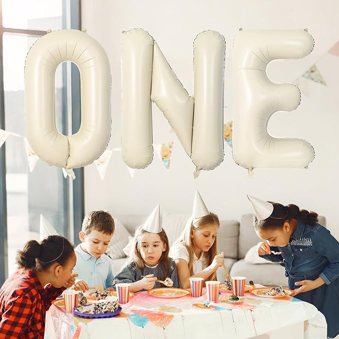 40 Inch Letter Balloons E, Big Custom A-Z Alphabet Foil Name Balloon Cream White - Image 3