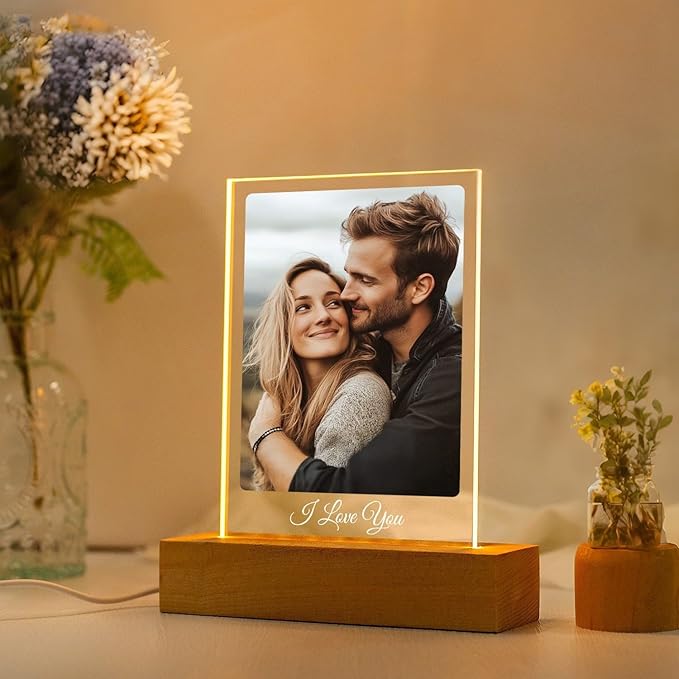 Custom Picture Frames with Photo, Personalized Photo Frame with Night Light - Image 3
