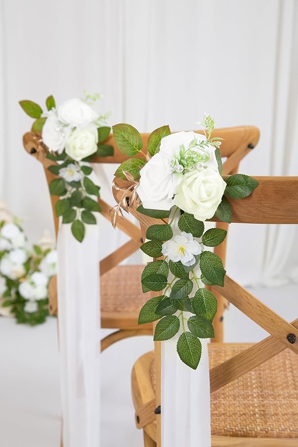 10 Wedding Aisle Decorations for Wedding Ceremony White Wedding Chair - Image 3