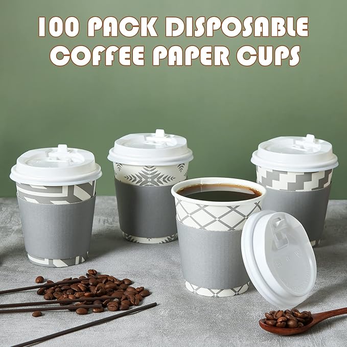 LITOPAK 100 Pack 10 oz Paper Coffee Cups - Image 6
