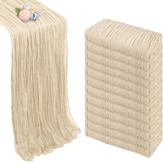 12 Pack Beige Cheesecloth Fall Table Runner 10ft Boho Gauze Fabric Cheese Cloth by Pepmily
