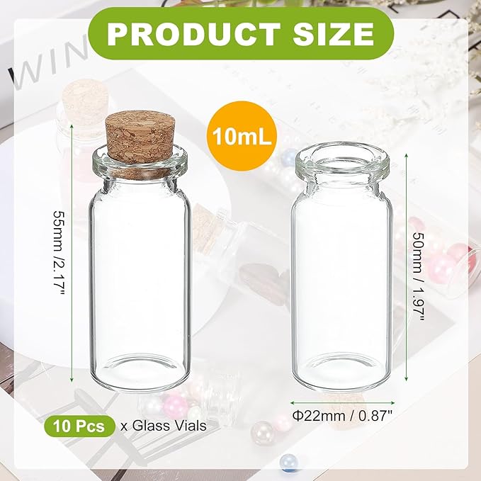uxcell 10Pcs Mini Glass Bottles - Image 2