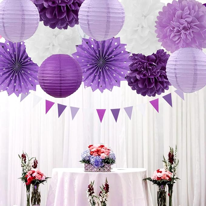 Purple-White Lavender Party Decorations Streamers - Image 5