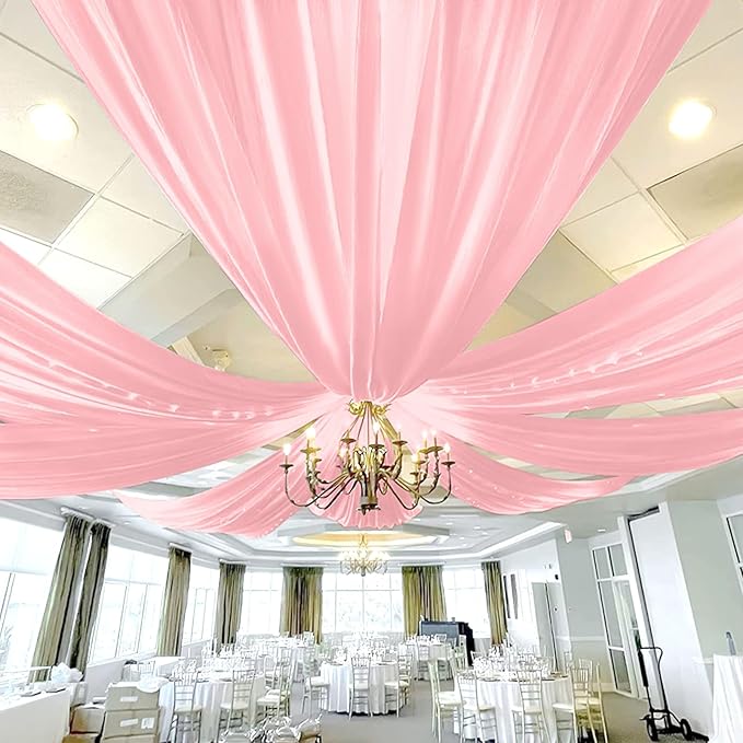 6 Panels Dusty Rose Ceiling Drapes by REWOMC