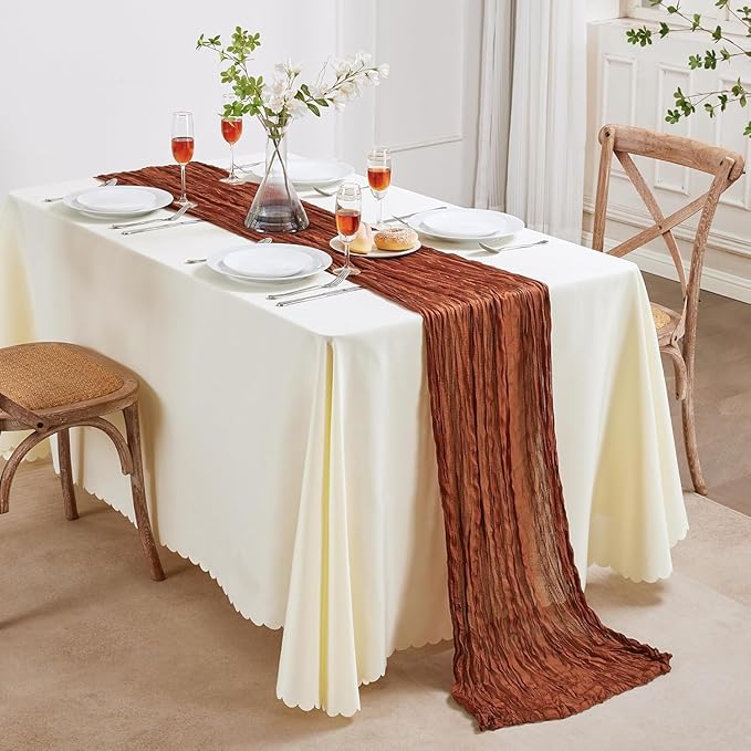 6 Pack Terracotta Cheesecloth Table Runner 10FT Long Boho Gauze Table Runner - Image 7