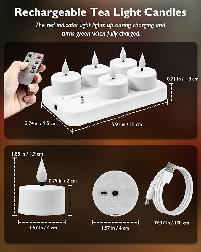 Homemory Rechargeable Tea Lights Flameless Candles - Image 6