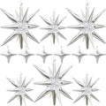 Silver Star Balloons 12pcs, 27/22 Inch Foil Star Explosion Balloons, Large by Togvu