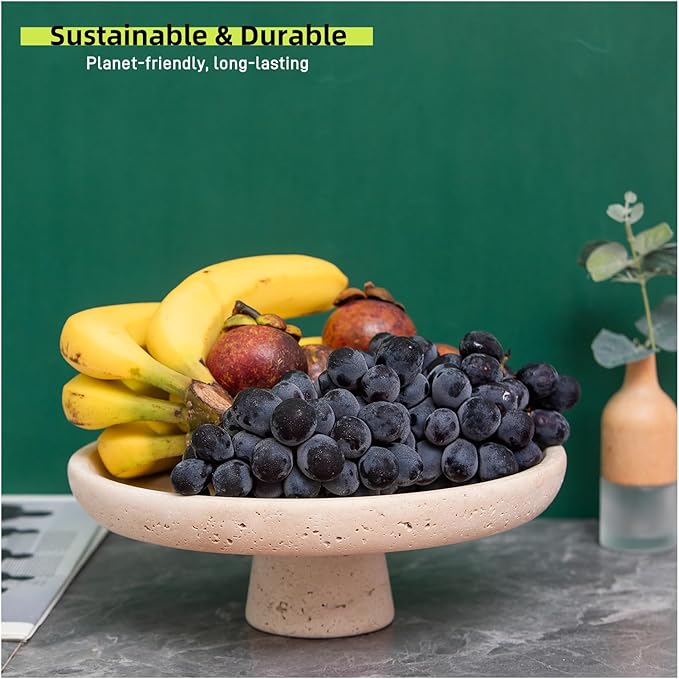 Natural Travertine Fruit Bowl 10.2" – Large Decorative Bowl & Travertine Decor - Image 6