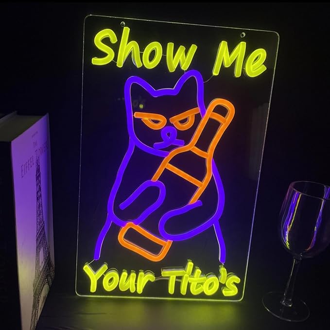 Neon Sign Cat Tito Light for Home Bar Pub, Dimmable LED Wall Light for Party by Unknown