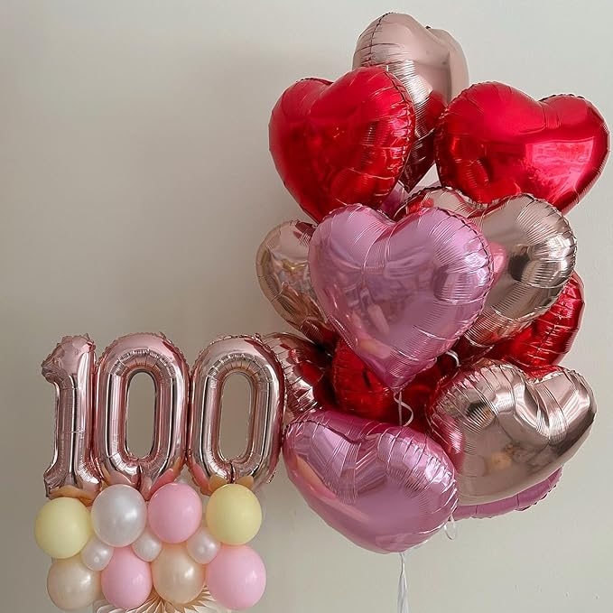 Pink Heart Balloons, 18Inch Pearl Pink Helium Polyester Film Balloon - Image 5