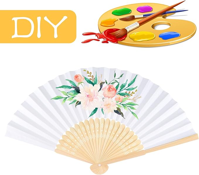 FEPITO 20 Pcs Handheld Paper Fan Paper Folding Fans - Image 5