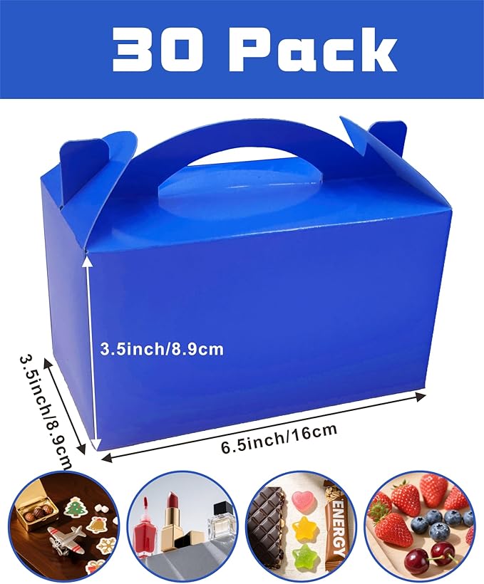 TIMESEEK 30-Pack Royal Blue Gable Treat Boxes - Image 2