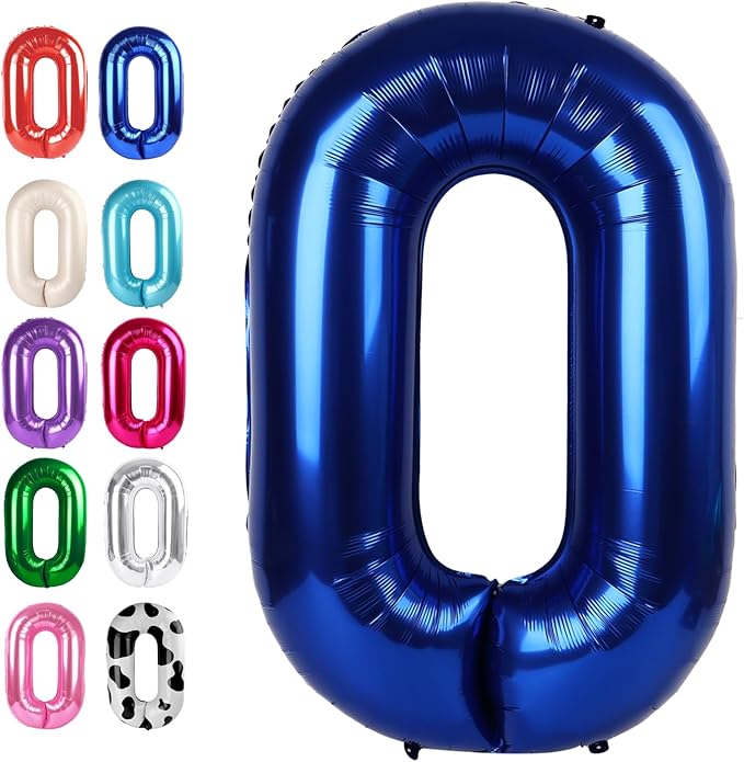 Night Blue 40 Inch 0 Number Balloons, 0 Decorations by Upgesy