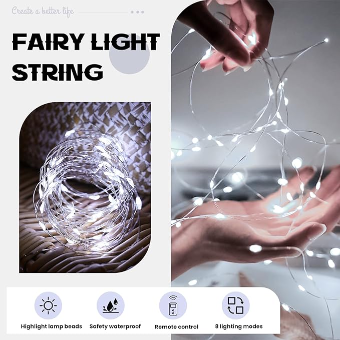 HXWEIYE 6 Pack White Fairy Lights Battery Operated - Image 6