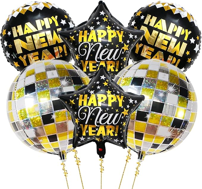 Happy New Year Balloons, Self-Sealing Foil Balloons by Eostankr