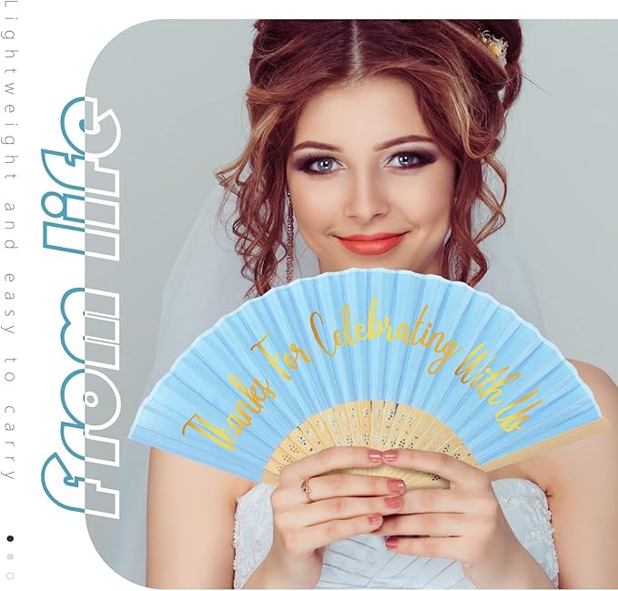 Jetec 50 Pcs Wedding Fans for Guests Bulk Silk Hand Fans Handheld Folded Thank - Image 6