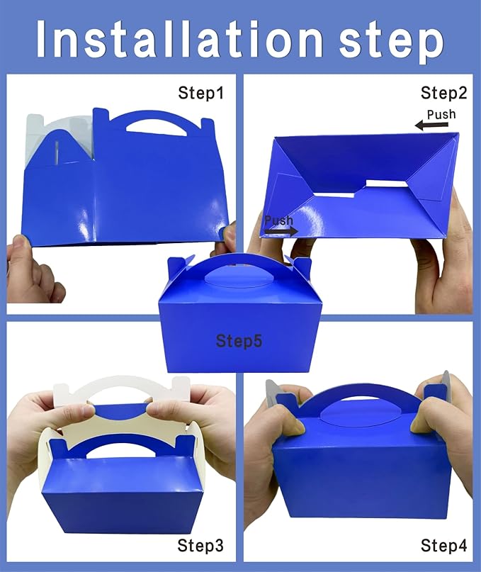 TIMESEEK 30-Pack Royal Blue Gable Treat Boxes - Image 4