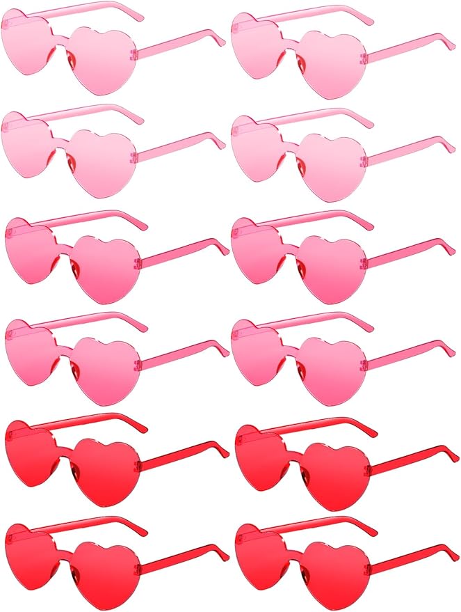 12 Pairs Heart Shaped Sunglasses by AGGKKY