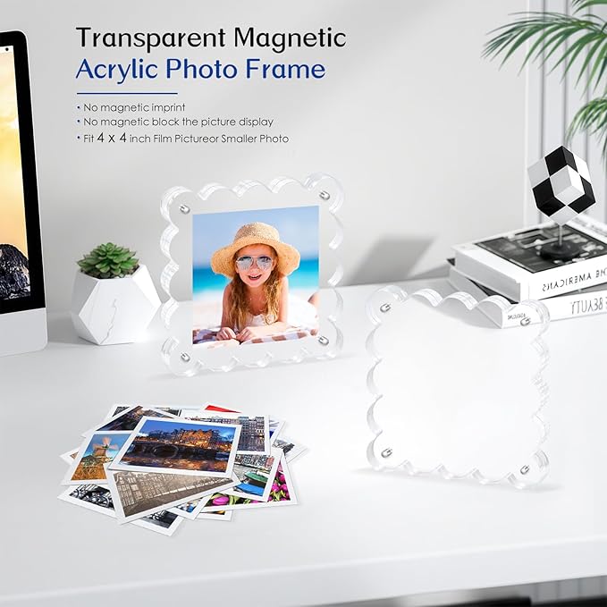 Acrylic Magnetic Picture Frames 4x4-6Pack Clear Freestanding Photo - Image 4
