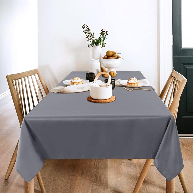 sancua 2 Pack Light Grey Tablecloth 60 x 102 Inch, Rectangle 6 Feet Table Cloth - Image 2
