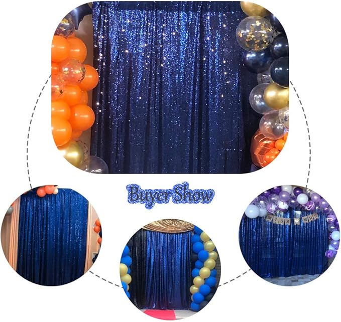 SquarePie Sequin Backdrop 6FT x 8FT Navy Blue Curtain Background - Image 4