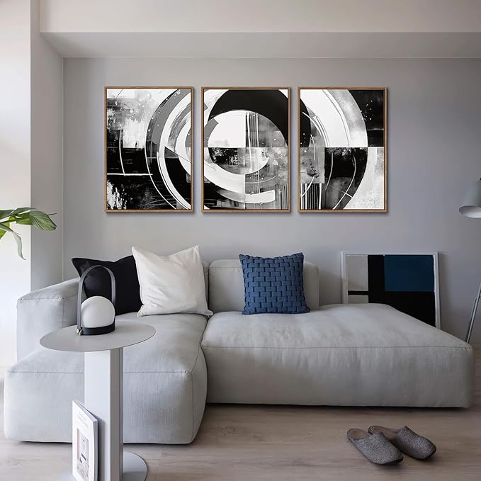 myusuar 3 Piece Large Modern Abstract Canvas Framed Wall Art - Image 3