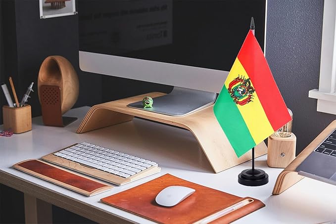 WXTWK 2 Pack Bolivia Flag Bolivia Deluxe Desk Flag Set - Image 5
