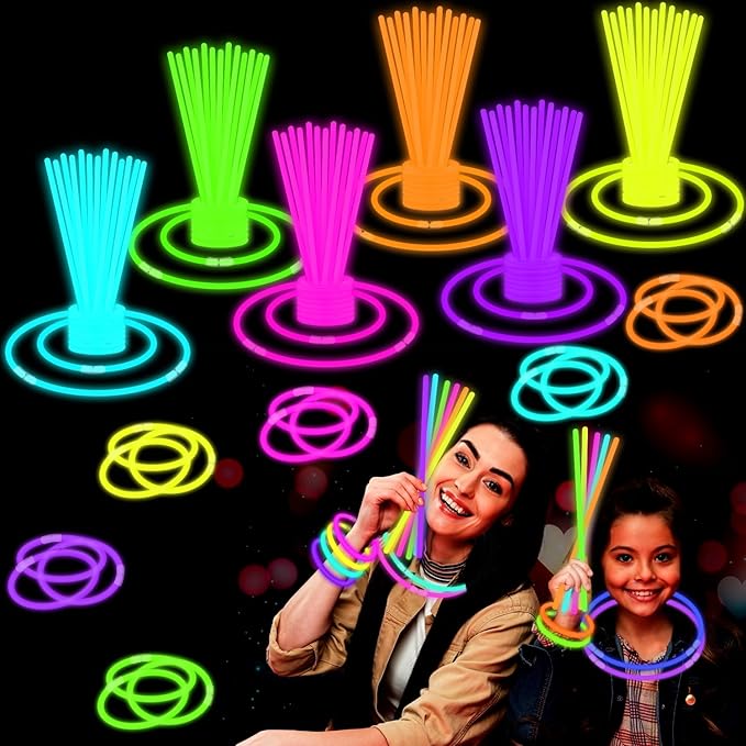 Halloween Glow Sticks Party Pack 8"-50, Light up Bracelets & Necklaces by Leetous