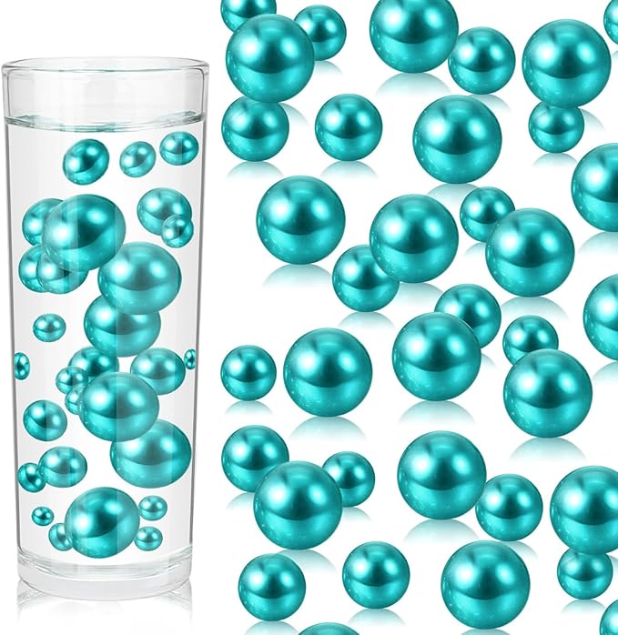 100PCS Lake Blue Faux Pearls Beads by ZEBMOON