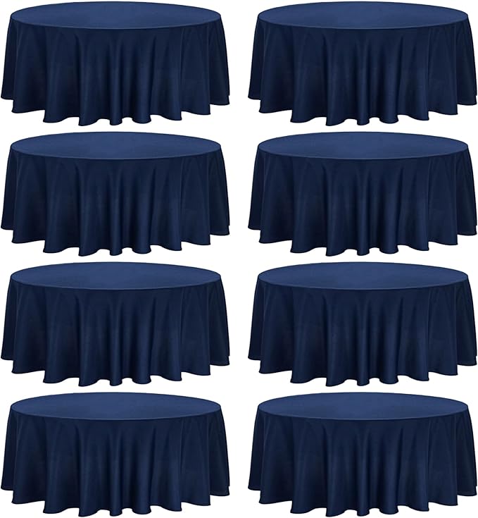8 Pack Premium Round Tablecloth 120 Inch Round Table Covers Washable Polyester by Fivenl