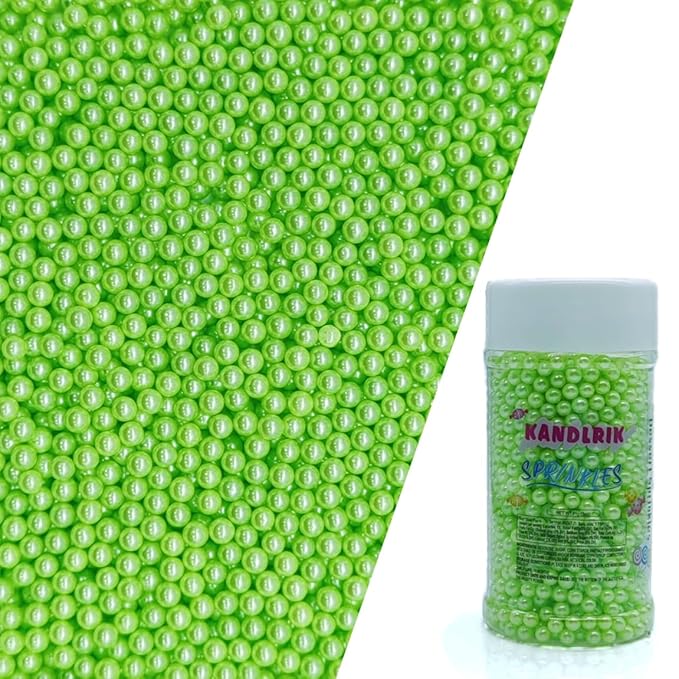 Edible Light Green Pearl Sugar Sprinkles Candy 4mm Mini Pearls Cake Decorations by KandlrikMagicSprinkles