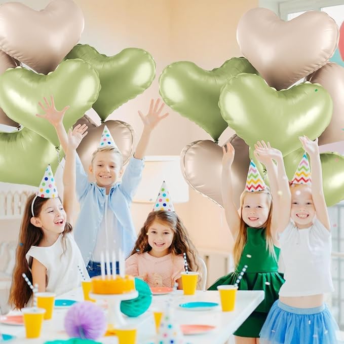 24 Inch Green and White Heart Balloons, Light Green Heart Shaped Foil Balloons - Image 8