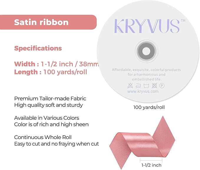Rose Gold Satin Ribbon 1-1/2 inch X Continuous 100 Yards, Single Face Polyester - Image 3