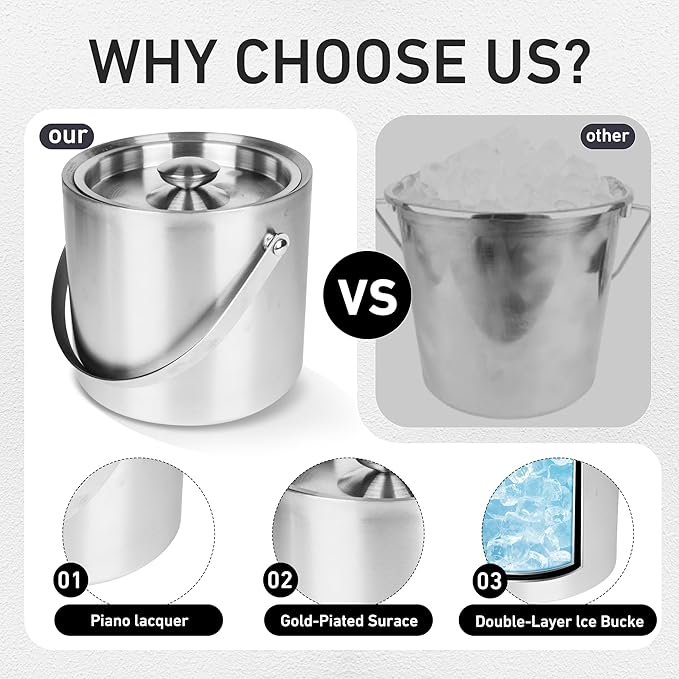 DREAMYO 3L Double Wall Insulated Stainless Steel Ice Bucket - Image 5