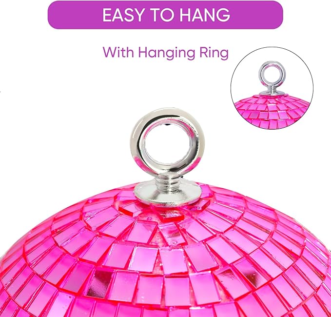 Pink Mirror Disco Ball 6 inch Small Reflects Light Mirror Ball - Image 3