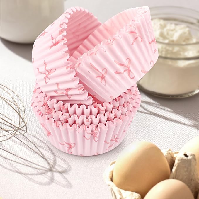 300pcs Pink Bow Cupcake Liners, Bow Cupcake Wrappers Pink Baking Cups - Image 6